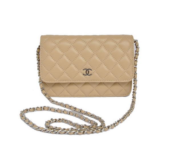 Best Chanel Lambskin Leather Flap Bag A33814 Apricot Silver On Sale